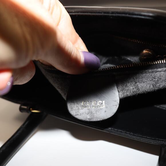 Vintage Gucci Black Patent Leather Structured Tote - Picture 10 of 11